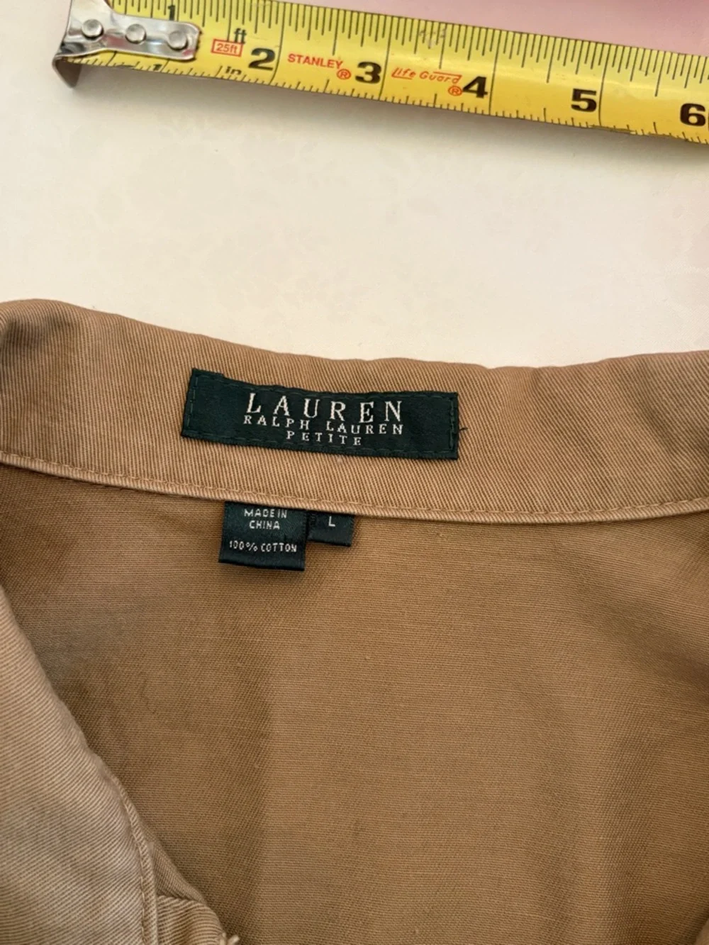 Lauren Ralph Lauren Casual Women's Tan Cotton Jacket - Classic Button-Front - Picture 8 of 10
